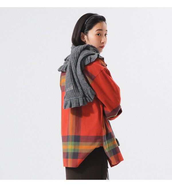 BEAMSBOY「透かし編み フリル ストール」|マフラー|