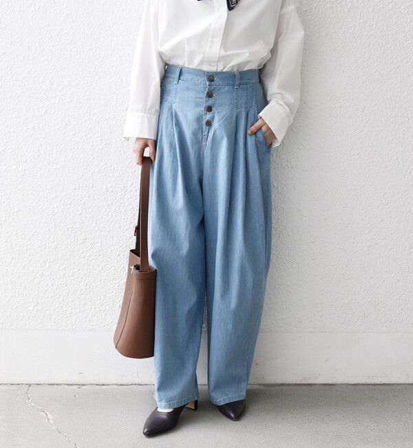 SHIPS any「《予約》SHIPS any:〈洗濯機可能〉ライト デニム バレル タック パンツ」|デニム|