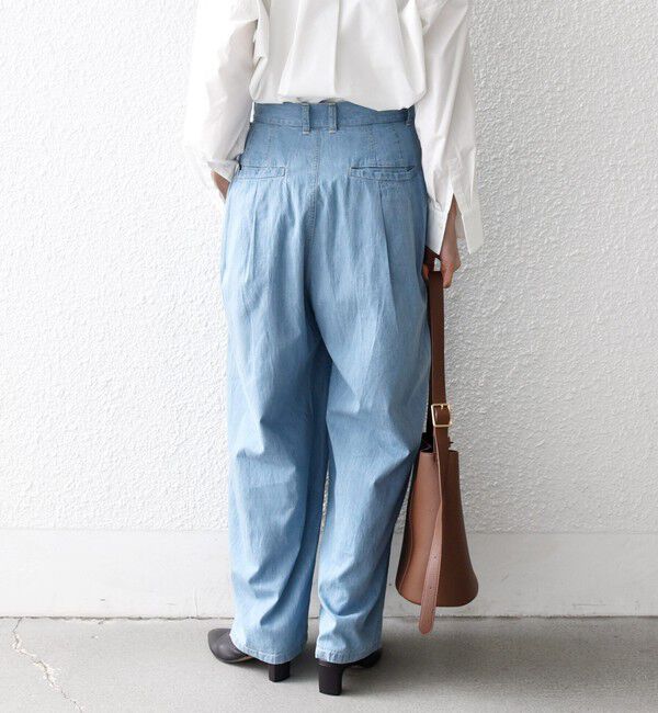 SHIPS any「《予約》SHIPS any:〈洗濯機可能〉ライト デニム バレル タック パンツ」|デニム|