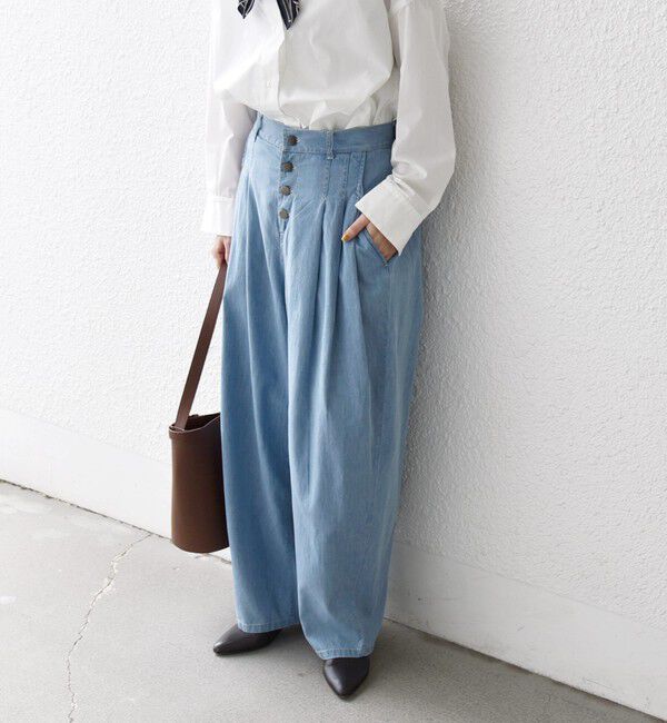 SHIPS any「《予約》SHIPS any:〈洗濯機可能〉ライト デニム バレル タック パンツ」|デニム|