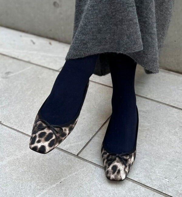 NOLLEY'S「【NOLLEYS/ノーリーズ】スクエアトゥレオパードバレエシューズ」|バレエシューズ|ブラウン系1