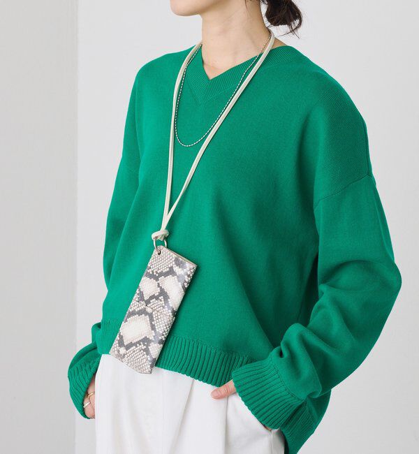  「予約【A・MONN.:.(アモン)】Vネックニットプルオーバー」|ニット・セーター|グリーン