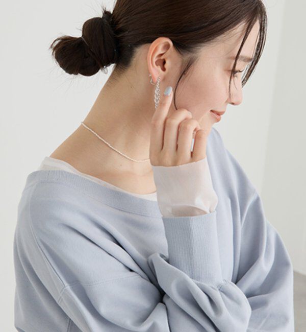  「予約【前後２way仕様】ボートネック2wayスウェット」|Tシャツ・カットソー|サックスブルー