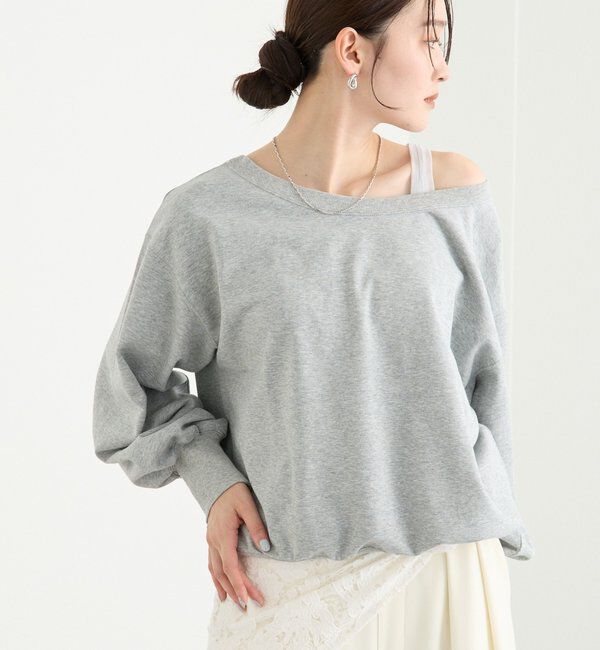 「予約【前後２way仕様】ボートネック2wayスウェット」|Tシャツ・カットソー|グレー