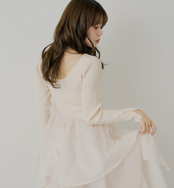  「【SALON by Chico】タックチュールドッキングロングワンピース」|ワンピース|