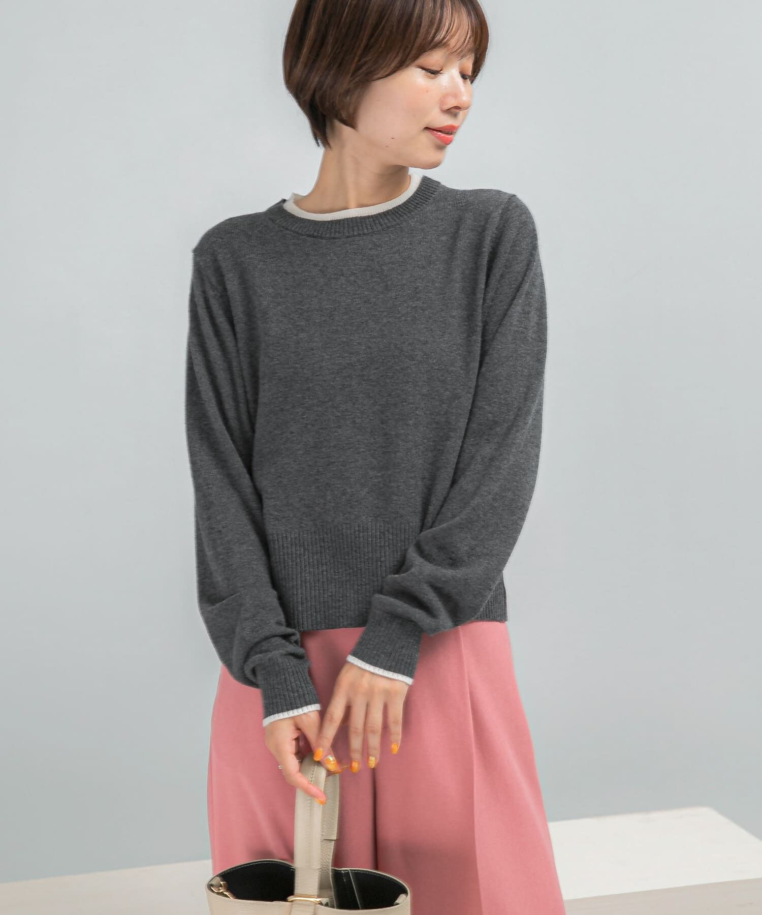 URBAN RESEARCH ROSSO「カシミヤ混バイカラーコンパクトニット」|ニット・セーター|