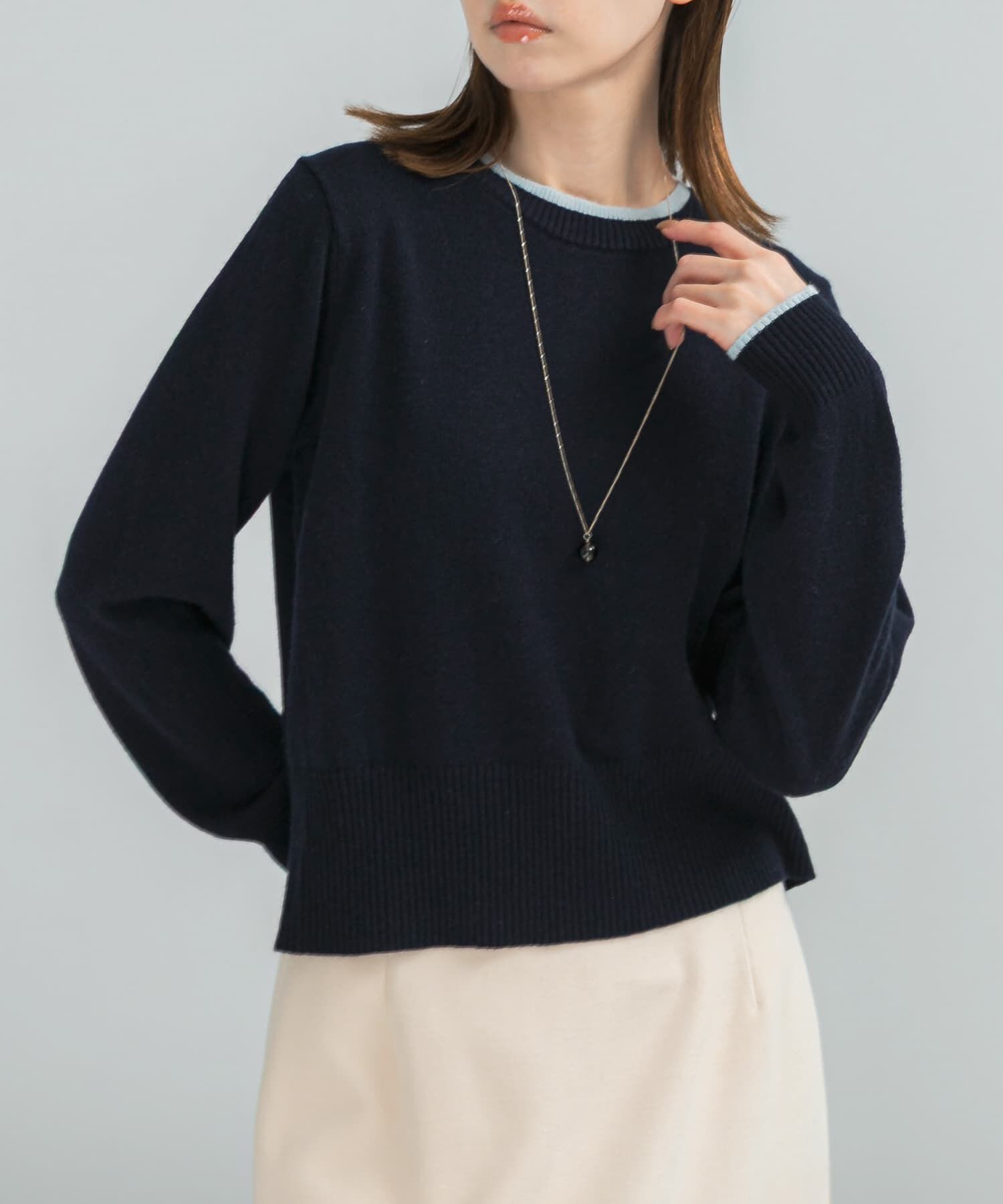 URBAN RESEARCH ROSSO「カシミヤ混バイカラーコンパクトニット」|ニット・セーター|