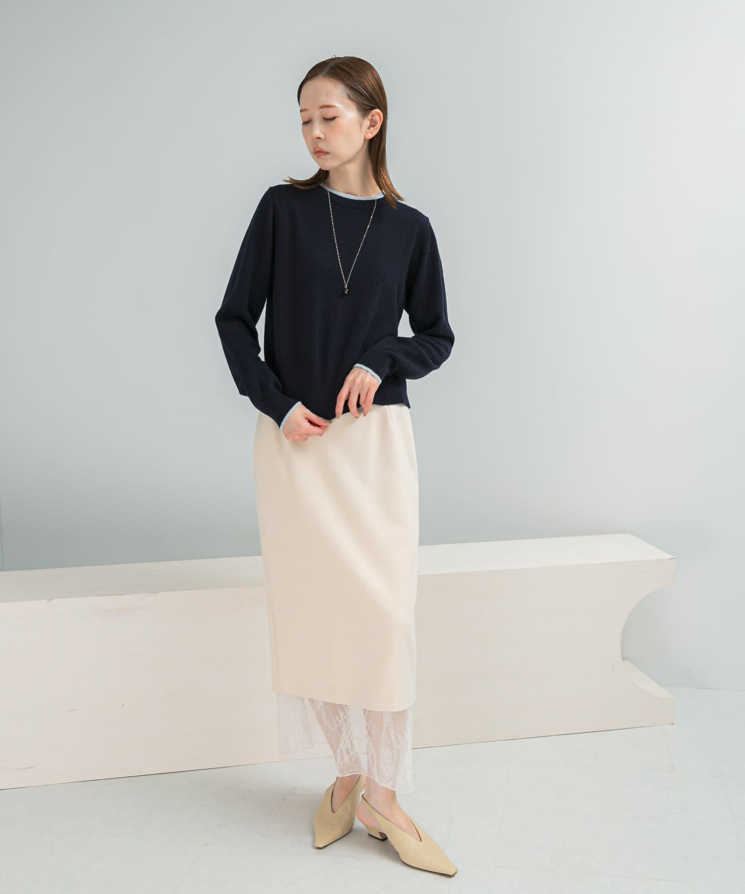 URBAN RESEARCH ROSSO「カシミヤ混バイカラーコンパクトニット」|ニット・セーター|