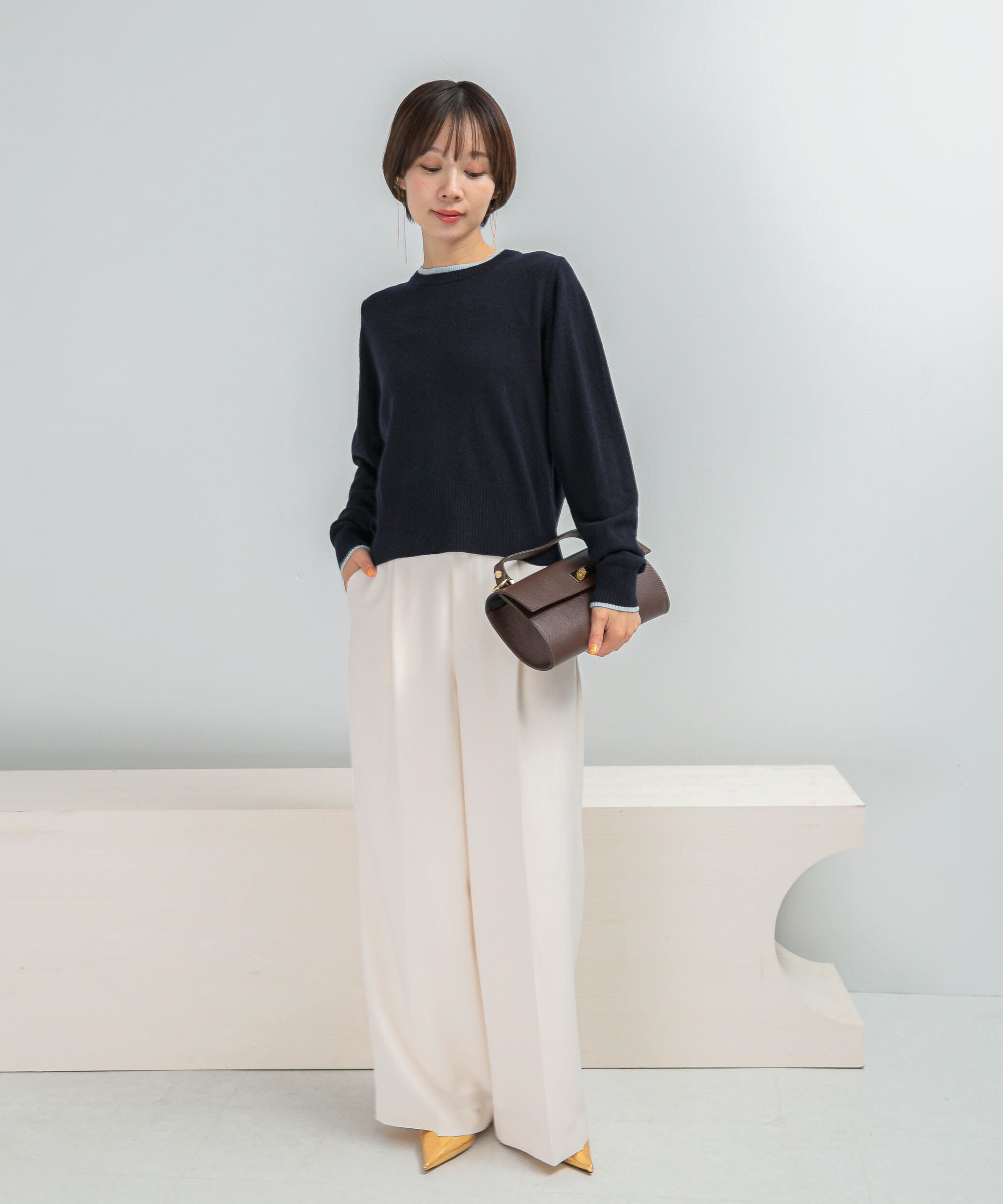 URBAN RESEARCH ROSSO「カシミヤ混バイカラーコンパクトニット」|ニット・セーター|