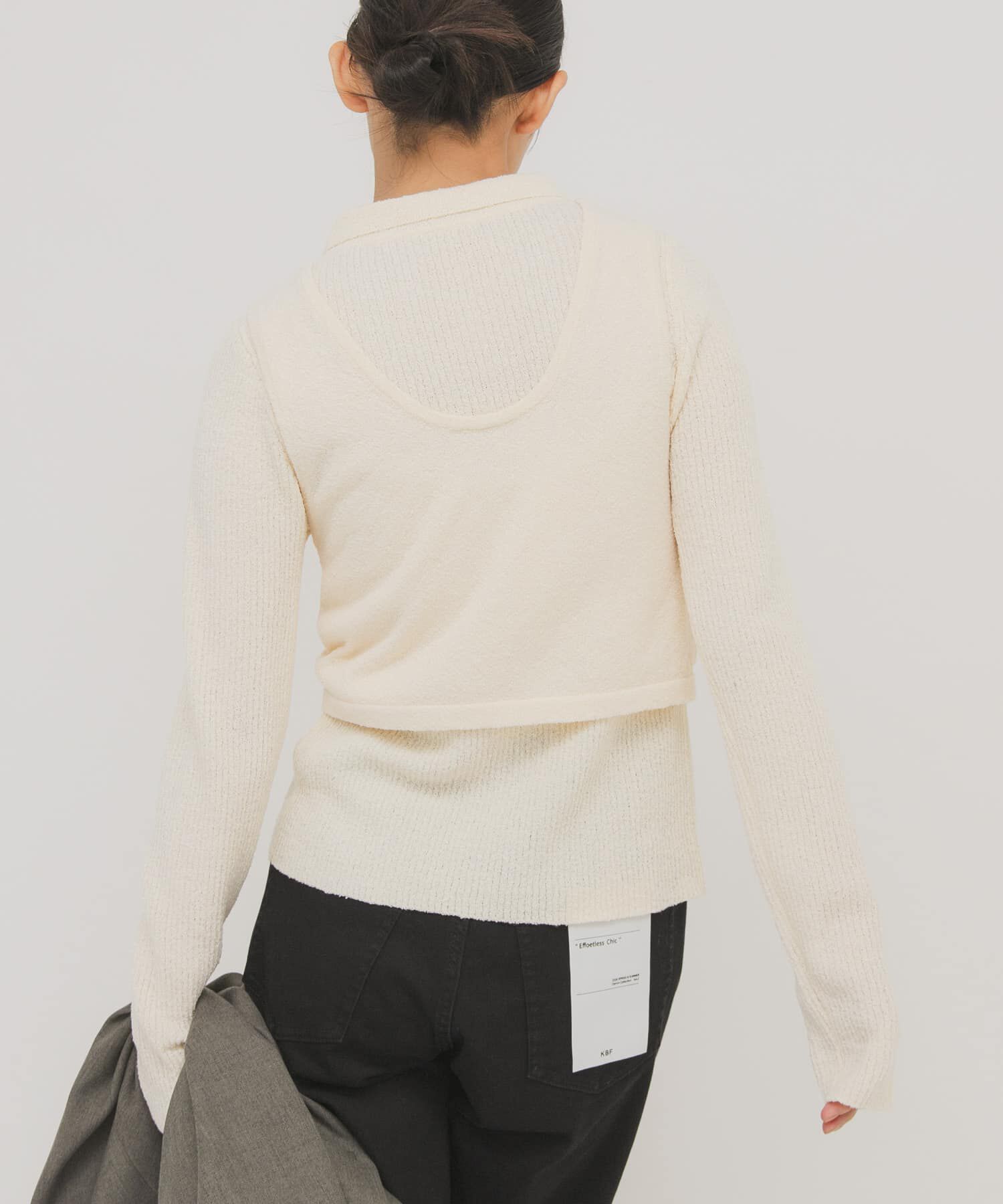  「『一部WEB限定カラー』ミニブークレレイヤードニットシャツ」|ニット・セーター|