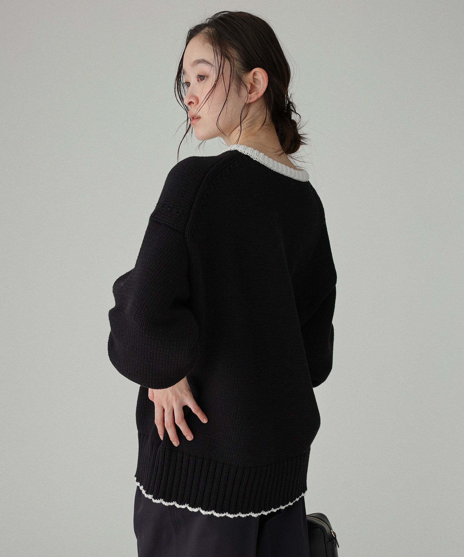 BABYLONE「クラシックバイカラーニット」|ニット・セーター|