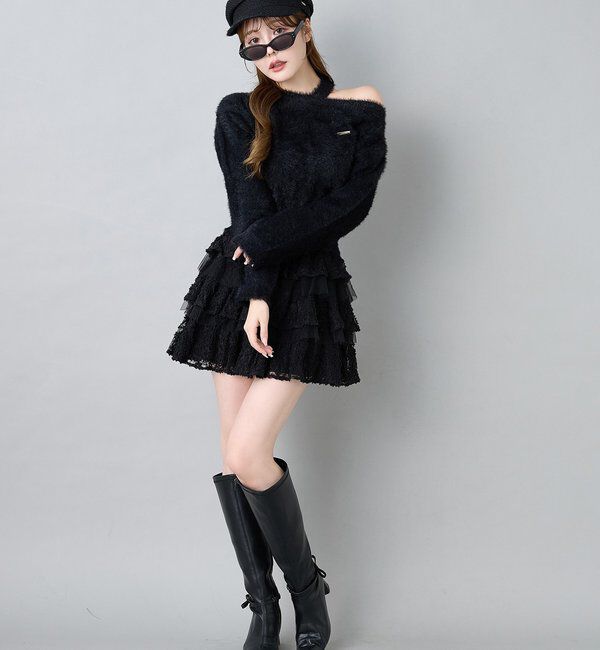  「プレート付きフェザーニット」|ニット・セーター|