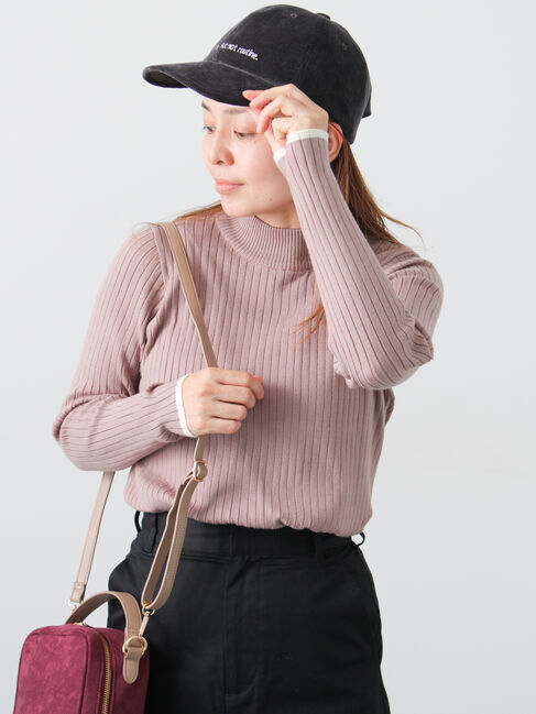 Lugnoncure「配色ハイネックリブニット」|ニット・セーター|モカ