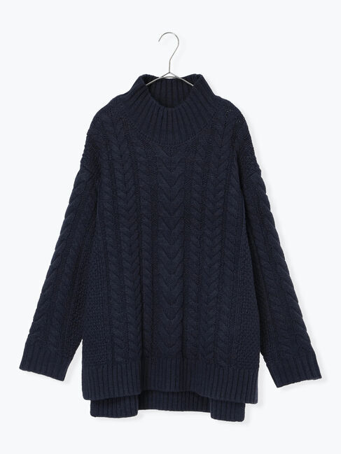 sm2rhythm「ハイネックケーブルニットプルオーバー」|ニット・セーター|