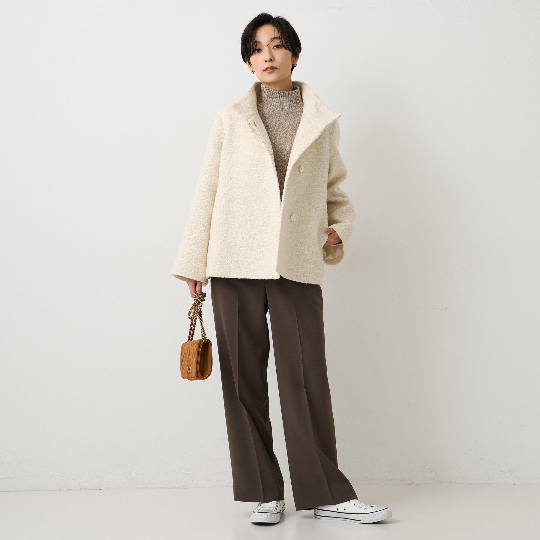 UNTITLED「【ツイード風/スタンドカラー】ファンシーヘリンボンコート」|その他|