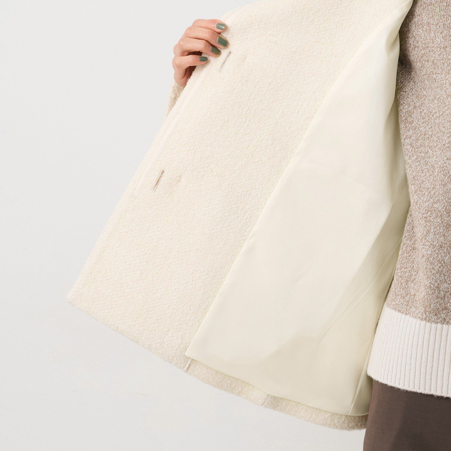 UNTITLED「【ツイード風/スタンドカラー】ファンシーヘリンボンコート」|その他|