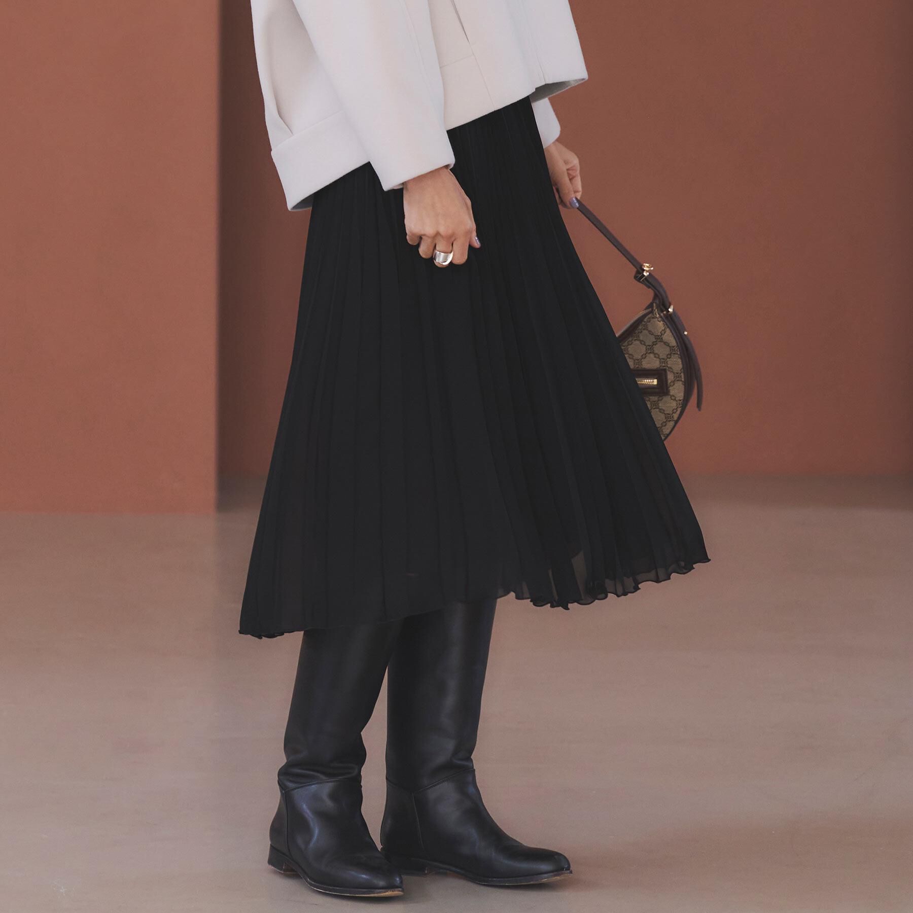 Reflect「【フォーマル／入卒】シフォンジョーゼットプリーツスカート」|スカート|ブラック(019)