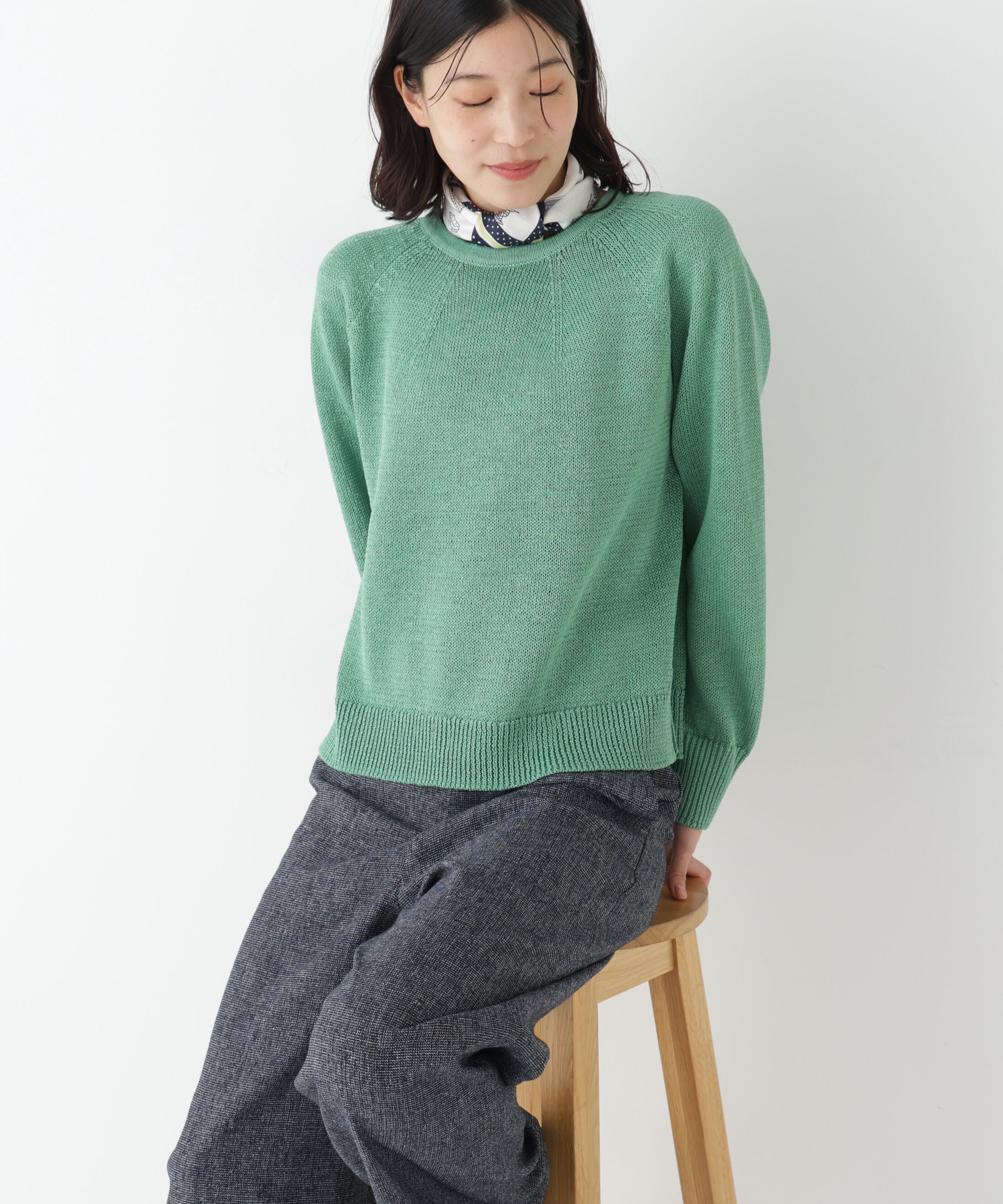  「◆ギマコットン求心Ｐ／Ｏ」|ニット・セーター|グリーン