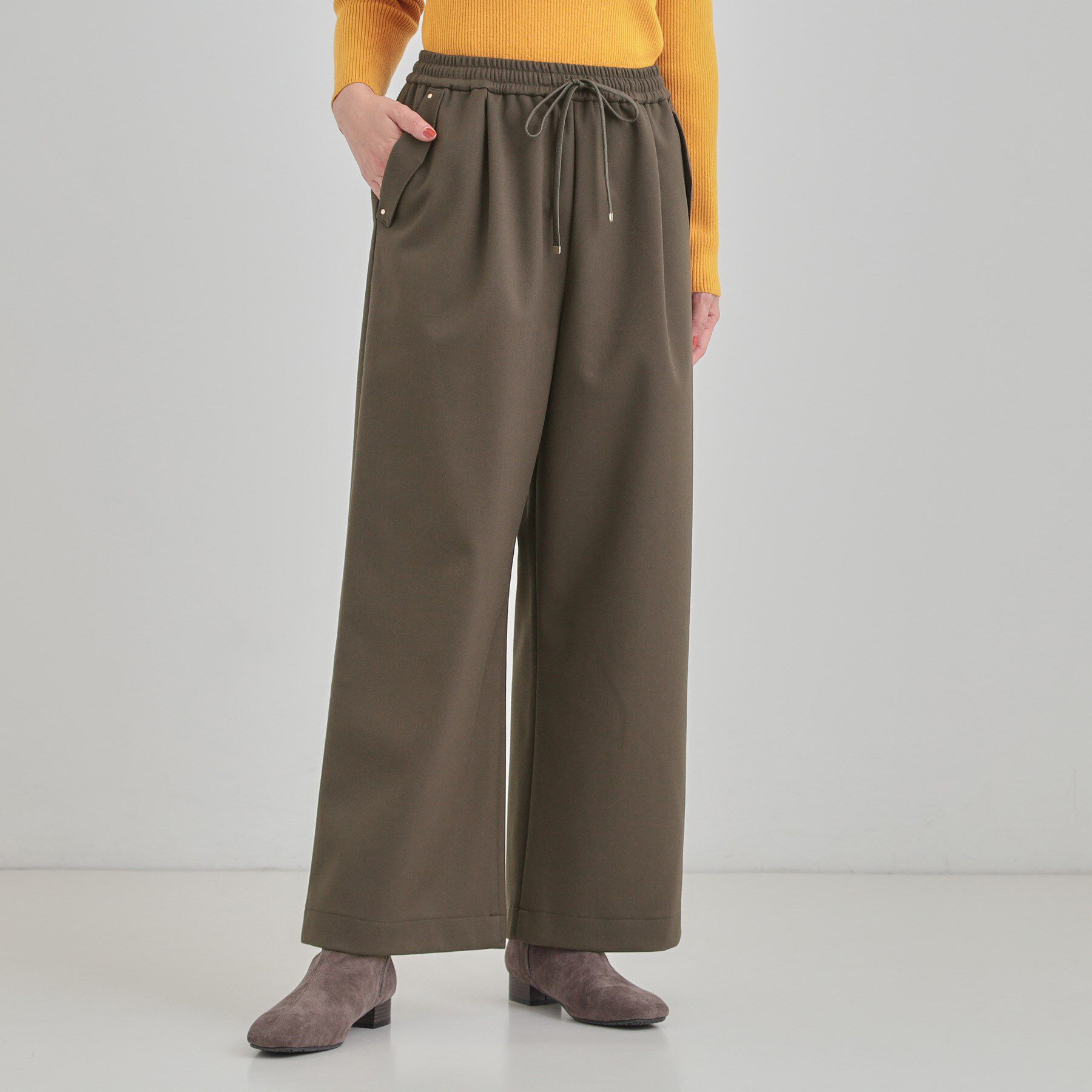 SHOO･LA･RUE「【S-LL】風を通しにくい フラップイージーワイドパンツ」|その他|