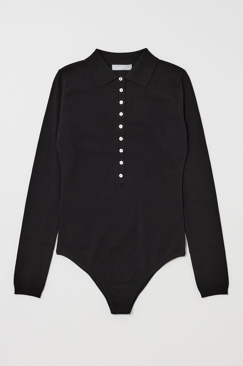 MOUSSY「WITH COLLAR KNIT ボディースーツ」|ニット・セーター|BLK
