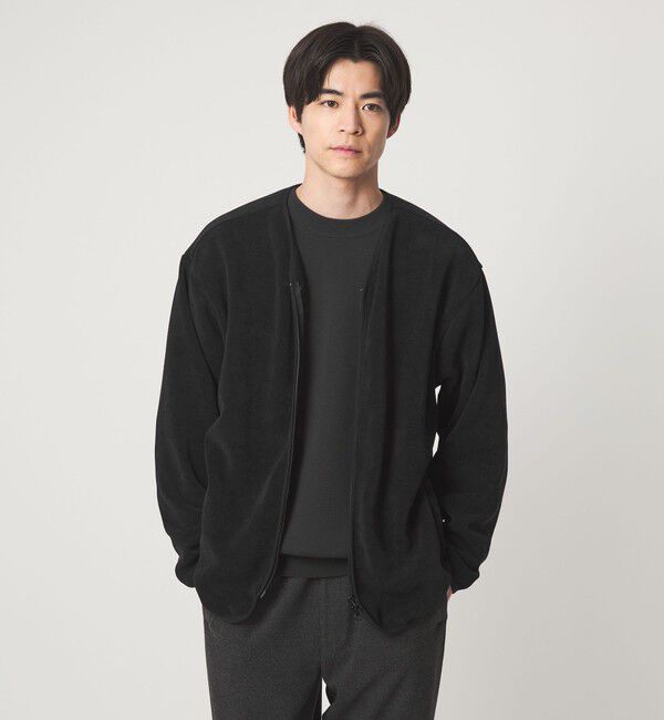 UNITED ARROWS green label relaxing「カット コール ボア ブルゾン」|カーディガン|BLACK