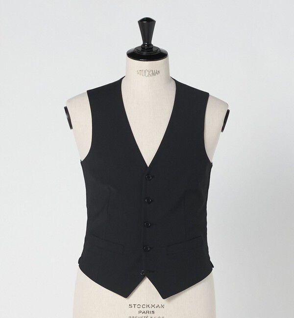 UNITED ARROWS green label relaxing「A+ TWPU トロピカル無地 スリム 5B セットアップ ベスト -ウォッシャブル-」|スーツ|BLACK