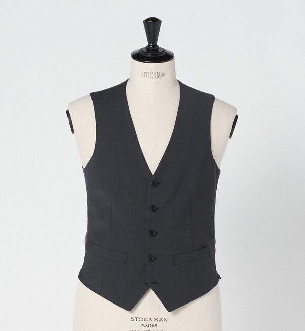 UNITED ARROWS green label relaxing「A+ TWPU トロピカル無地 スリム 5B セットアップ ベスト -ウォッシャブル-」|スーツ|DK.GRAY