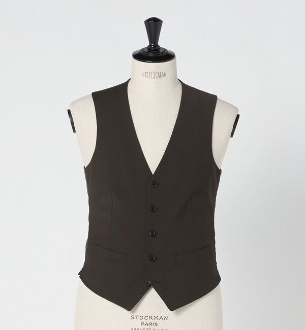 UNITED ARROWS green label relaxing「A+ TWPU トロピカル無地 スリム 5B セットアップ ベスト -ウォッシャブル-」|スーツ|DK.BROWN