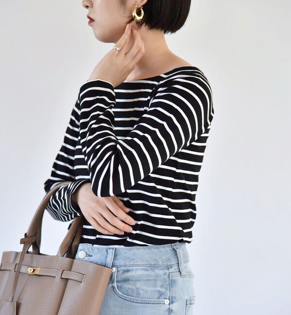 quaranciel「quaranciel:〈洗濯機可能〉ラウンドネック ボーダー カットソー」|Tシャツ・カットソー|