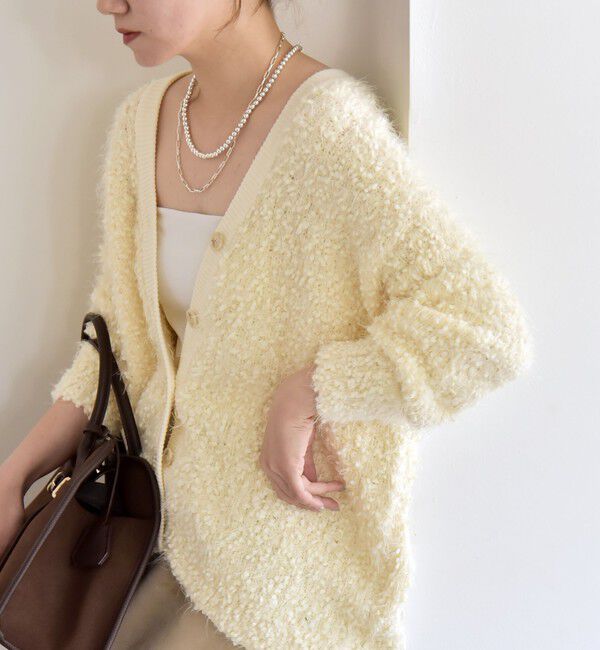 quaranciel「quaranciel:〈手洗い可能〉ネップツイード Vネック ニット カーディガン」|カーディガン|