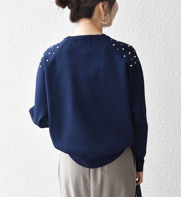 SHIPS any「SHIPS any:〈手洗い可能〉パールモチーフ ビジュー クルーネック ニット」|ニット・セーター|