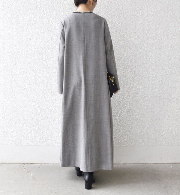 SHIPS any「SHIPS any: ウーステッド パイピング ボタン ロングスリーブ フレア ワンピース」|ワンピース|