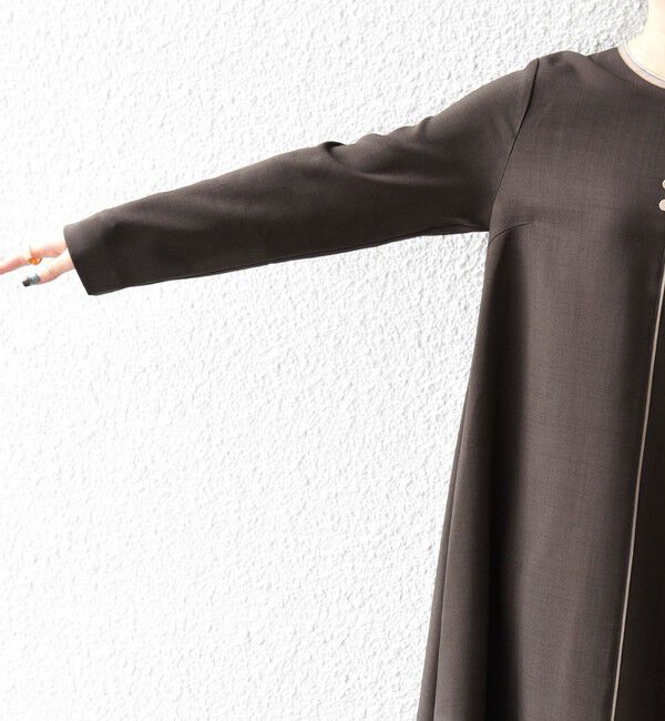 SHIPS any「SHIPS any: ウーステッド パイピング ボタン ロングスリーブ フレア ワンピース」|ワンピース|