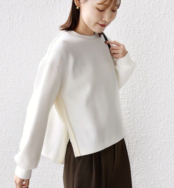 SHIPS for women「【WEB限定】〈手洗い可能〉サイド スリット フリル ダンボール カットソー」|Tシャツ・カットソー|