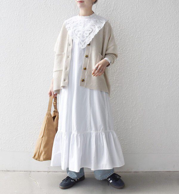 SHIPS any「bon_meur:〈洗濯機可能〉レース ビッグカラー ギャザー パフ シャツワンピース」|ワンピース|