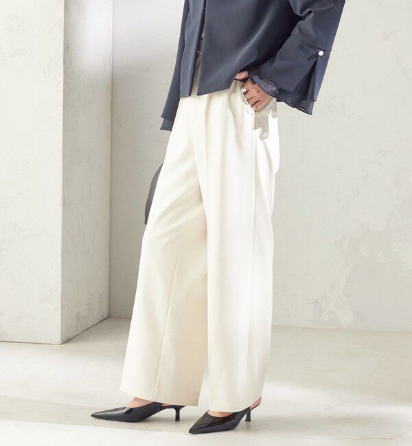 SHIPS for women「〈手洗い可能〉ダブル クロス セミ ワイド パンツ（セレモニー対応可）」|その他|