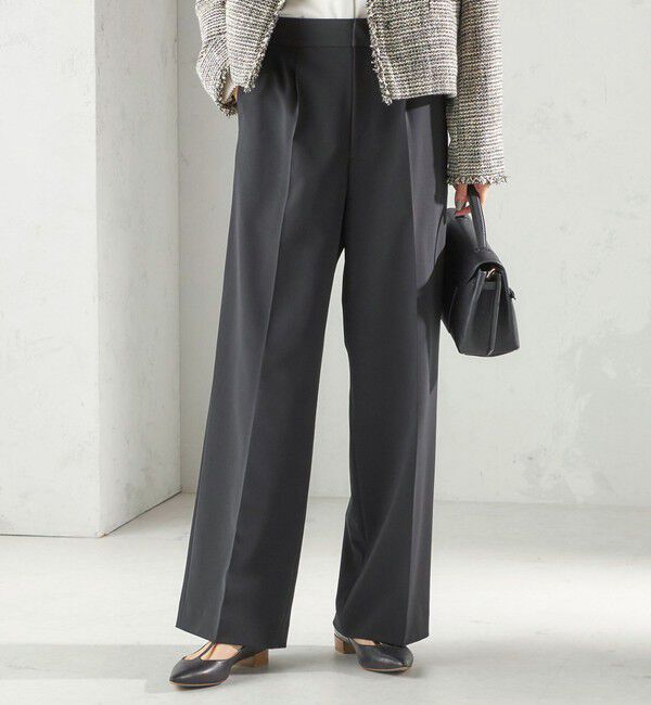 SHIPS for women「〈手洗い可能〉ダブル クロス セミ ワイド パンツ（セレモニー対応可）」|その他|