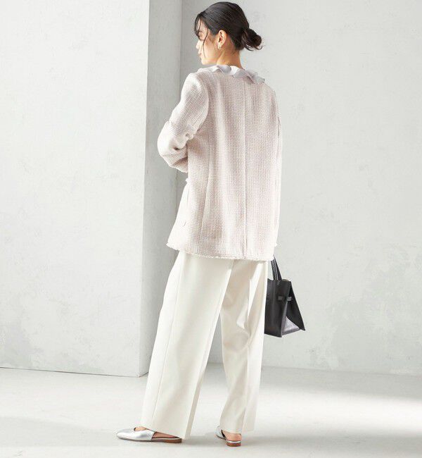 SHIPS for women「トライスピン 杢 ツイード カラーレス ジャケット（セレモニー対応可）」|ノーカラージャケット|