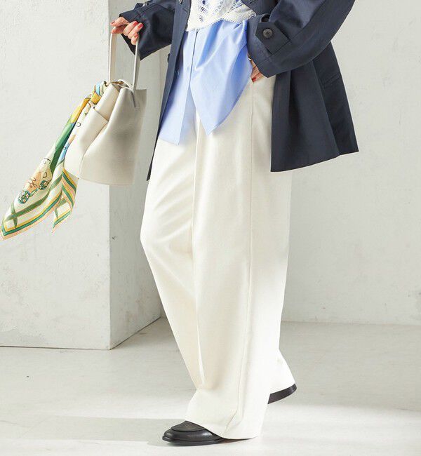 SHIPS for women「《予約》〈UVカット・吸水速乾・手洗い可能〉綿麻混 オックス 2タック ストレート パンツ」|その他|