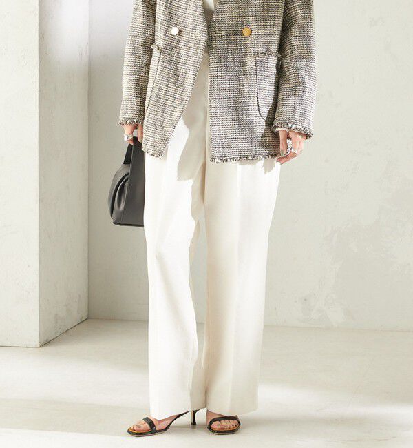 SHIPS for women「《予約》〈UVカット・吸水速乾・手洗い可能〉綿麻混 オックス 2タック ストレート パンツ」|その他|