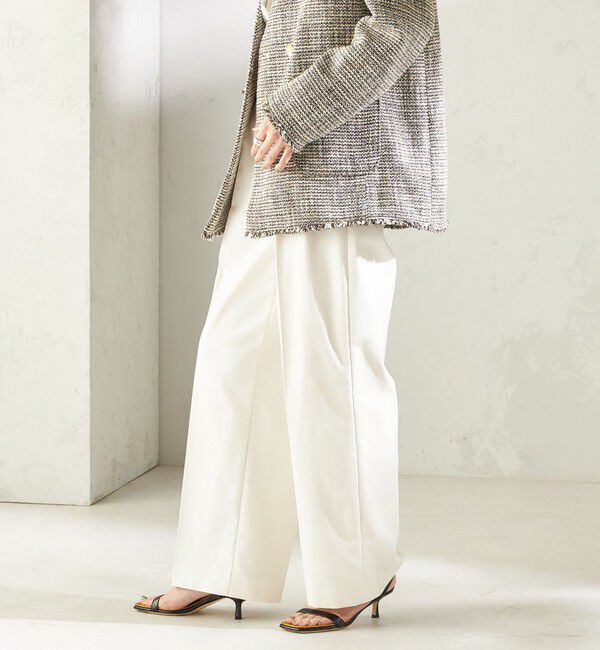 SHIPS for women「《予約》〈UVカット・吸水速乾・手洗い可能〉綿麻混 オックス 2タック ストレート パンツ」|その他|