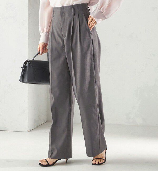 SHIPS for women「《予約》〈UVカット・吸水速乾・手洗い可能〉綿麻混 オックス 2タック ストレート パンツ」|その他|