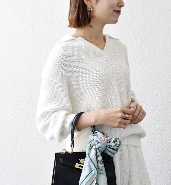 SHIPS any「《予約》SHIPS any:〈手洗い可能〉コットン ミックス スキッパー ポロ ニット プルオーバー」|ニット・セーター|