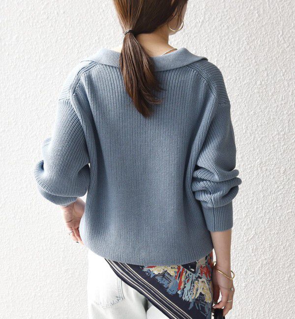 SHIPS any「《予約》SHIPS any:〈手洗い可能〉コットン ミックス スキッパー ポロ ニット プルオーバー」|ニット・セーター|
