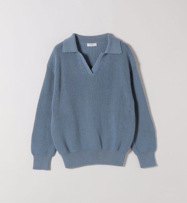 SHIPS any「《予約》SHIPS any:〈手洗い可能〉コットン ミックス スキッパー ポロ ニット プルオーバー」|ニット・セーター|