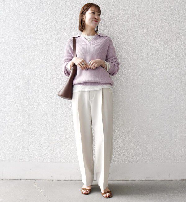 SHIPS any「《予約》SHIPS any:〈手洗い可能〉コットン ミックス スキッパー ポロ ニット プルオーバー」|ニット・セーター|