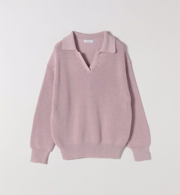 SHIPS any「《予約》SHIPS any:〈手洗い可能〉コットン ミックス スキッパー ポロ ニット プルオーバー」|ニット・セーター|