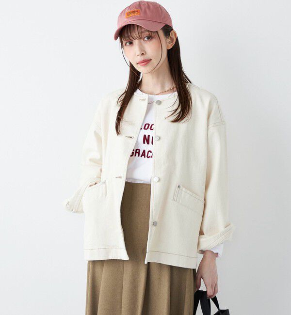 SHIPS Colors 「《予約》SHIPS Colors:〈洗濯機可能〉デニム ノーカラー ジャケット◆」|デニムジャケット|