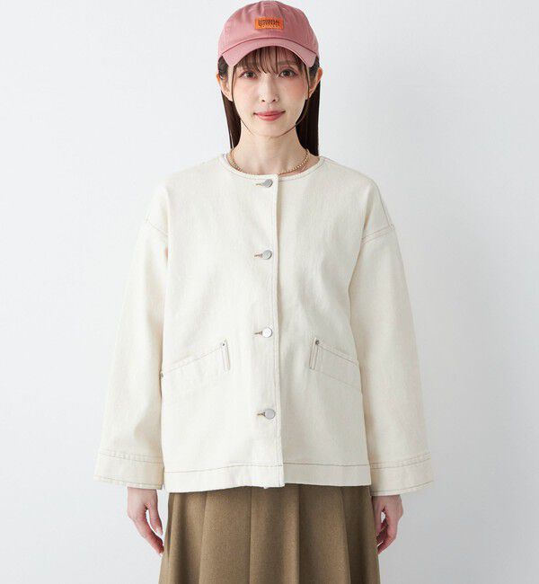 SHIPS Colors 「《予約》SHIPS Colors:〈洗濯機可能〉デニム ノーカラー ジャケット◆」|デニムジャケット|