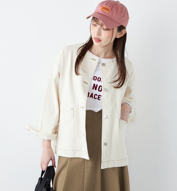 SHIPS Colors 「《予約》SHIPS Colors:〈洗濯機可能〉デニム ノーカラー ジャケット◆」|デニムジャケット|